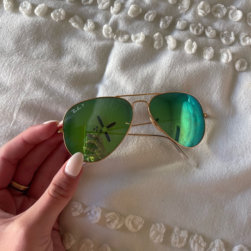 Ray-Ban Aviator Mirrored lens sunglasses - Gold & Green Frame